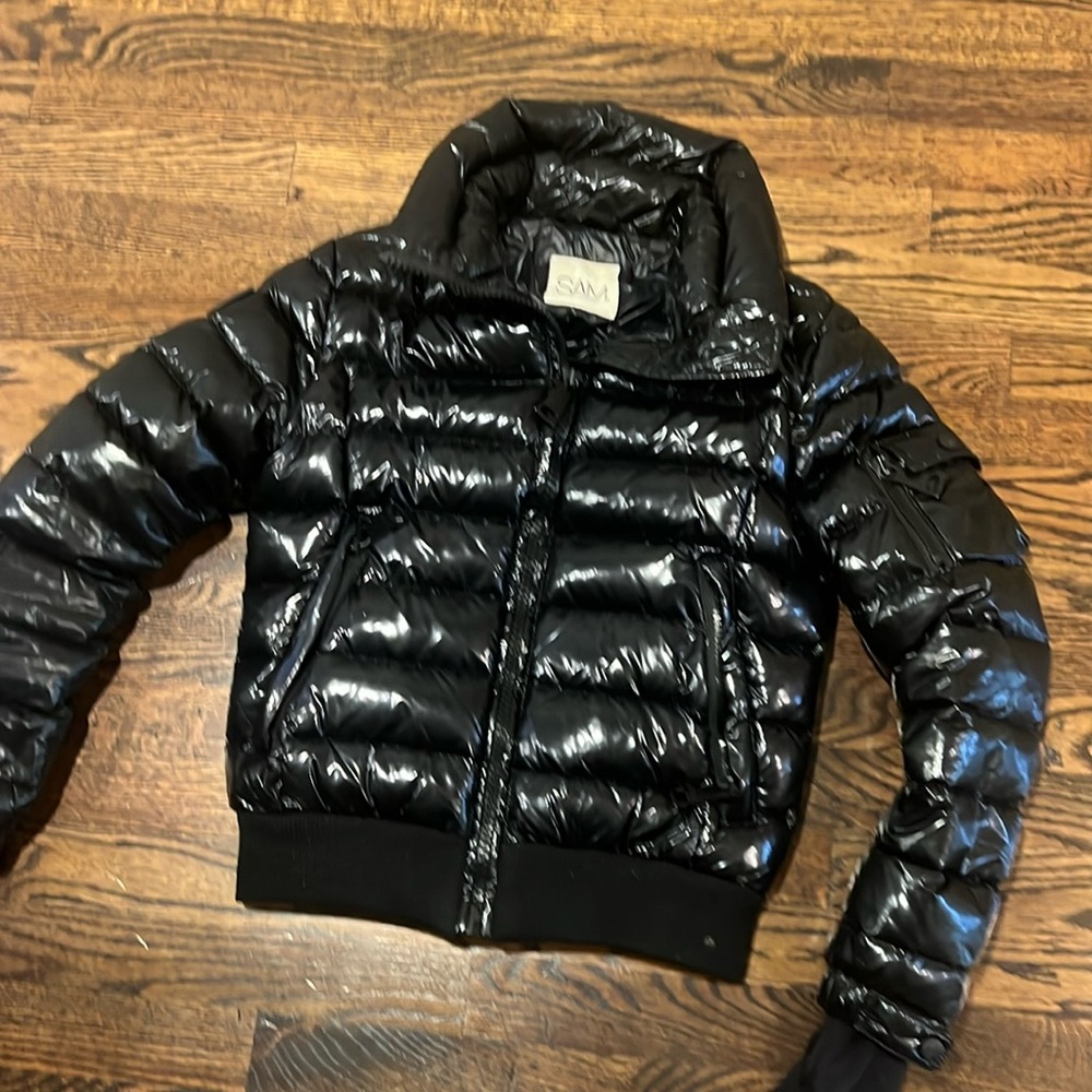 COPY - SAM shiny black puffer Coat.  Women’s size small.  Excellent condition!